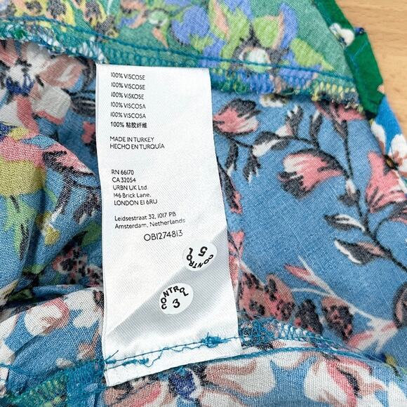 Anthropologie Robin Tiered Oversize Floral Flutter Sleeve Boho Mini Dress Small - Picture 9 of 10